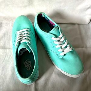 VANS - teal, low top, lightly worn. Size 7.5